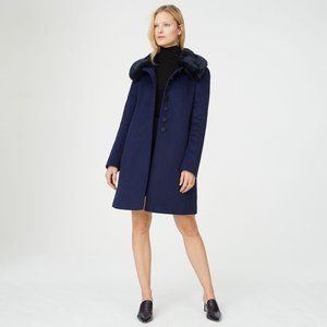 Club Monaco Rania Wool Coat Sz S Navy